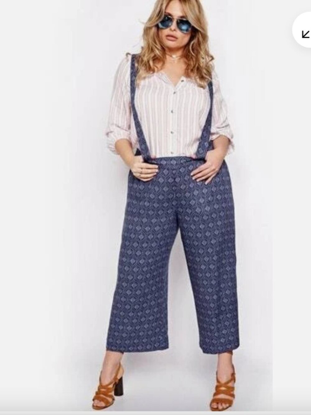 NWOT Nordstrom Addition Elle Love & Legend Wide Leg Suspender Pants Crop sz 22